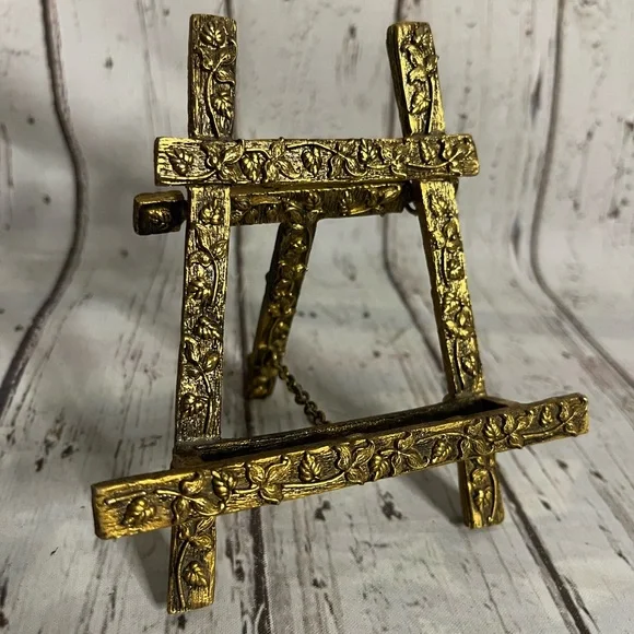 Vintage Elegant Solid Brass Vines Easel Frame Stand - Picture 1 of 8